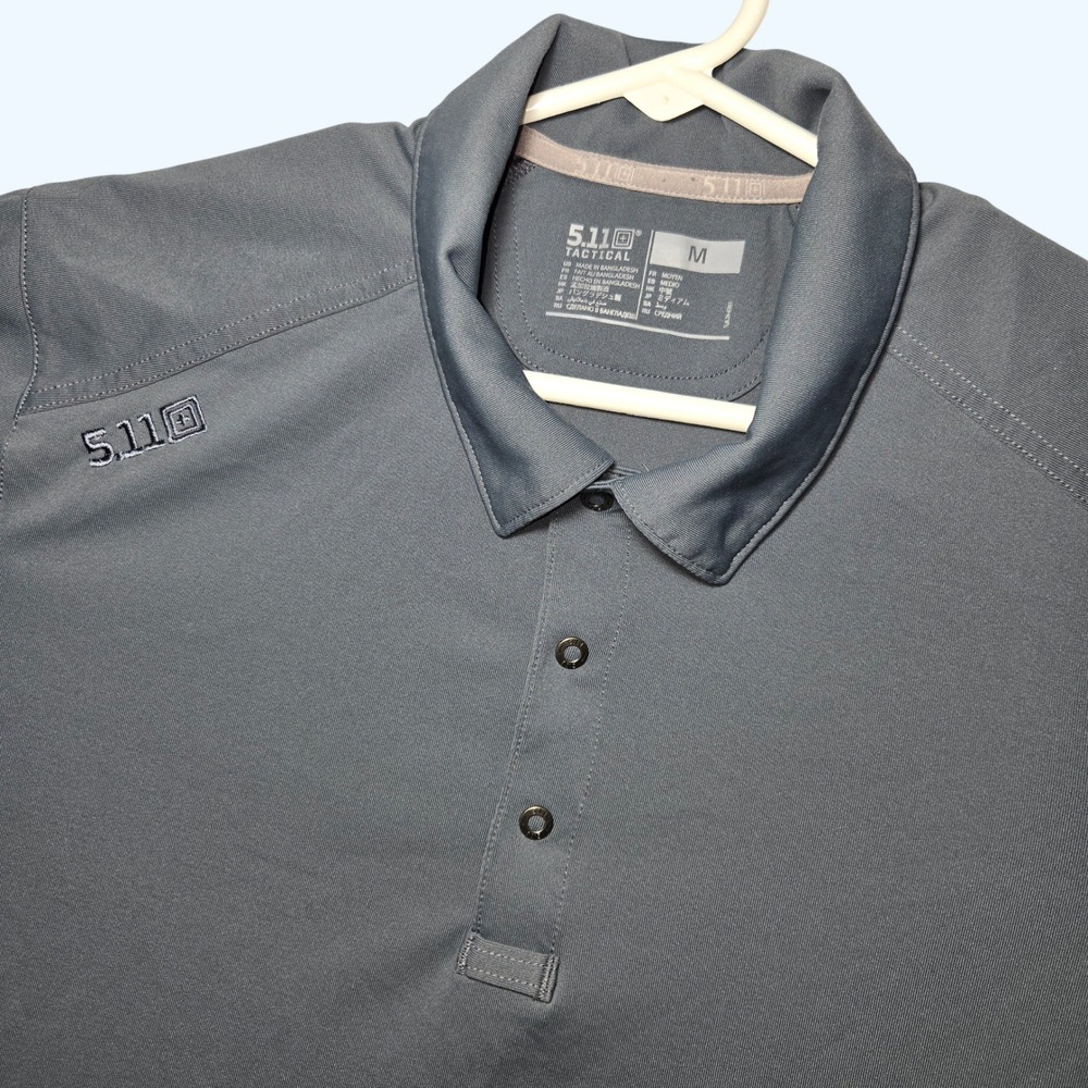 5.11 Tactical Paramount Polo Shirt Mens Medium Gray Short Sleeve 41221-545